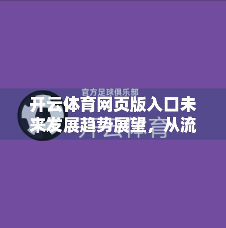 开云体育网页版入口未来发展趋势展望，从流量红利到智能体验的跃迁之路